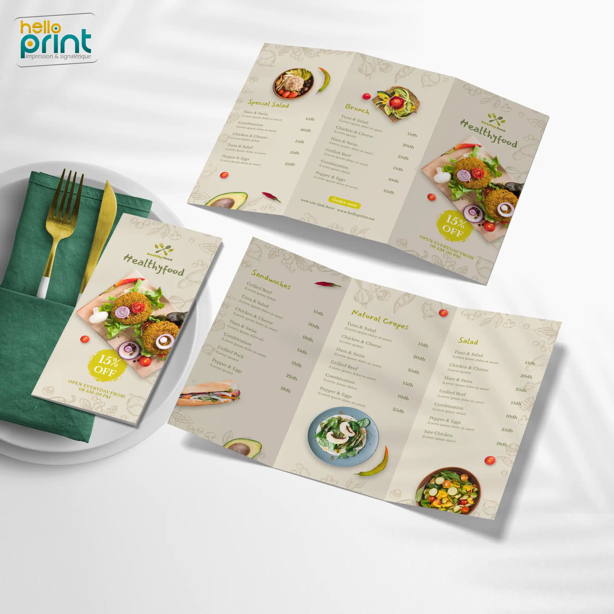 Menu 3 Volets DL 10x21cm